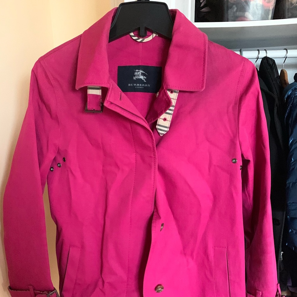 Hot Pink Burberry Cotton Jacket - Size Medium